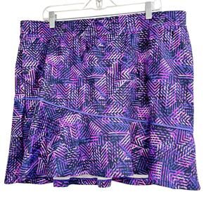 Made for Life skorts skirt shorts purple black geometric print size XL athletic